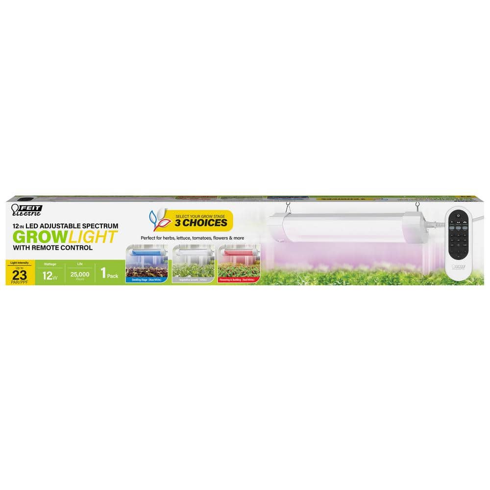 1 ft. 12-Watt White LED 3 Adjustable Spectrum w/Remote Control Linkable Plant Grow Light Fixture White Adjustable Light - Hercitys