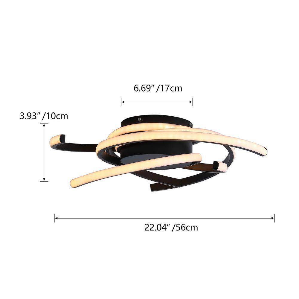 22 in. 1-Light Modern Linear LED Flush Mount Ceiling Lighting Fixtures - Hercitys