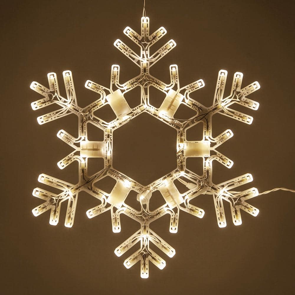20 in. 70-Light LED Warm White Folding Snowflake Decoration - Hercitys