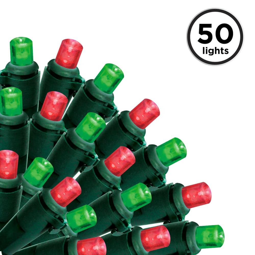 17 ft. 50-Count LED Red/Green Christmas Micro Mini Lights - Hercitys