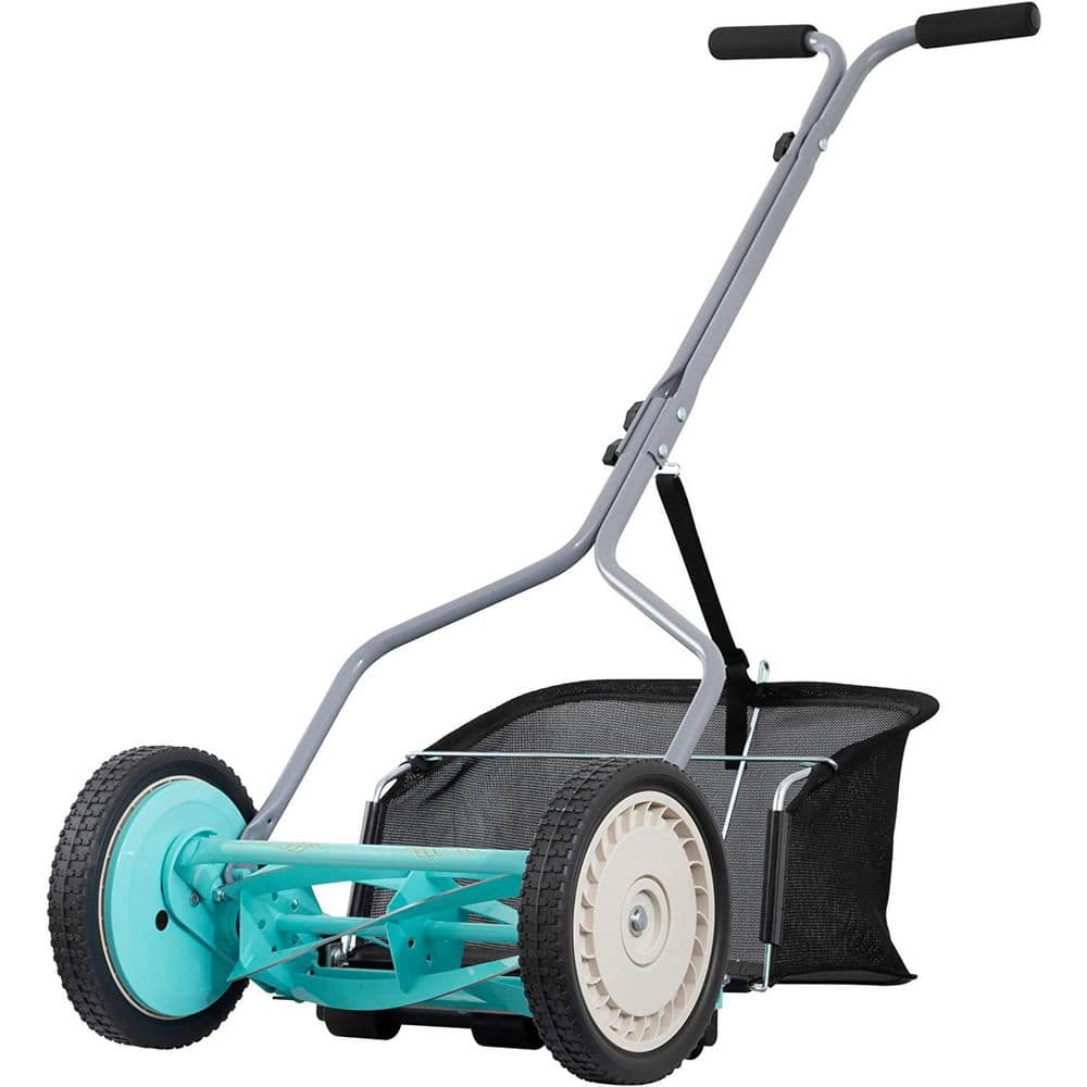 14 in. Manual Walk Behind Push Reel Lawn Mower Grass Catcher Included - Hercitys