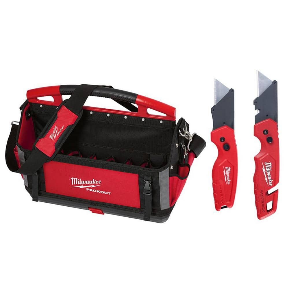 20 in. PACKOUT Tote with Fastback Folding Utility Knife Set (2-Pack) - Hercitys