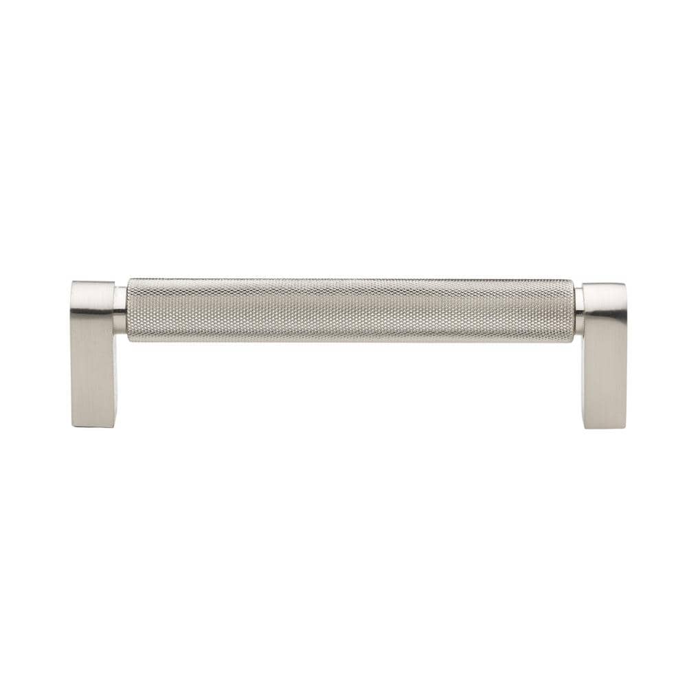 5 in. Screw Spacing Satin Nickel Solid Knurled Cabinet Drawer Bar Pulls (10-Pack) - Hercitys