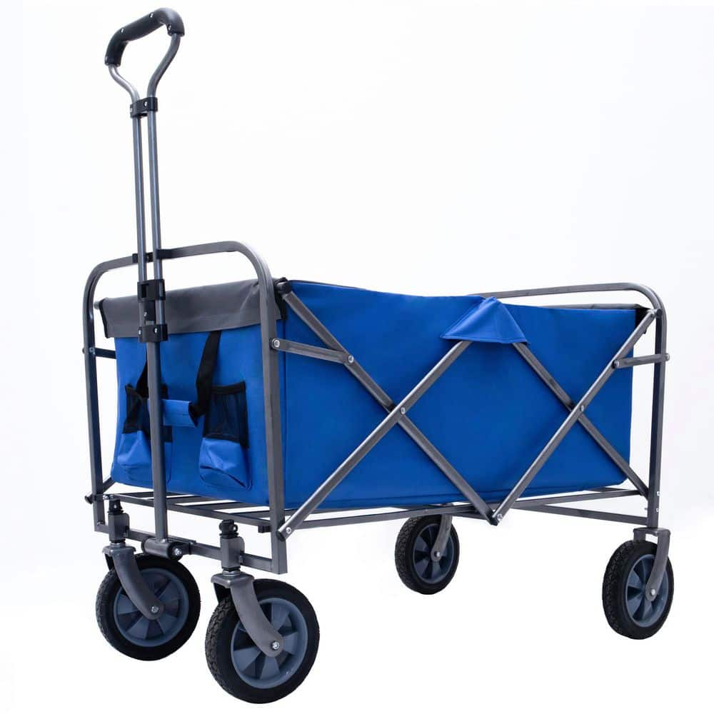 4.51 cu. ft.  Steel Frame Garden Cart Outdoor Collapsible Beach Trolley Camping Folding Wagon with Polyester Fabric - Hercitys