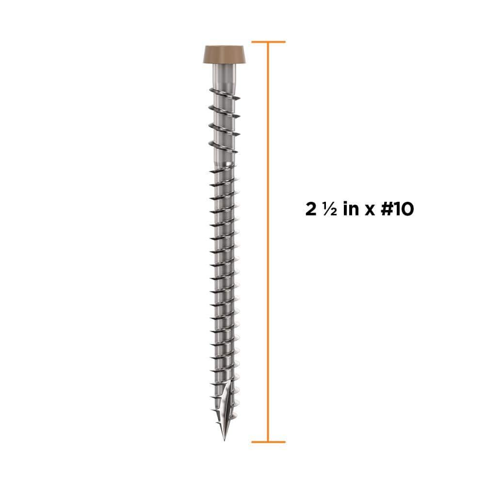 #10 2-1/2 in. 316 Stainless Steel Star Drive Tan Composite Deck Screws (350-Count) - Hercitys