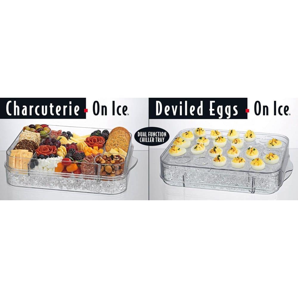 11 in. W x 3 in. H x 16 in. D Ci-2 Serving Tray Charcuterie On Ice and Deviled Eggs on Ice, Plastic - Hercitys