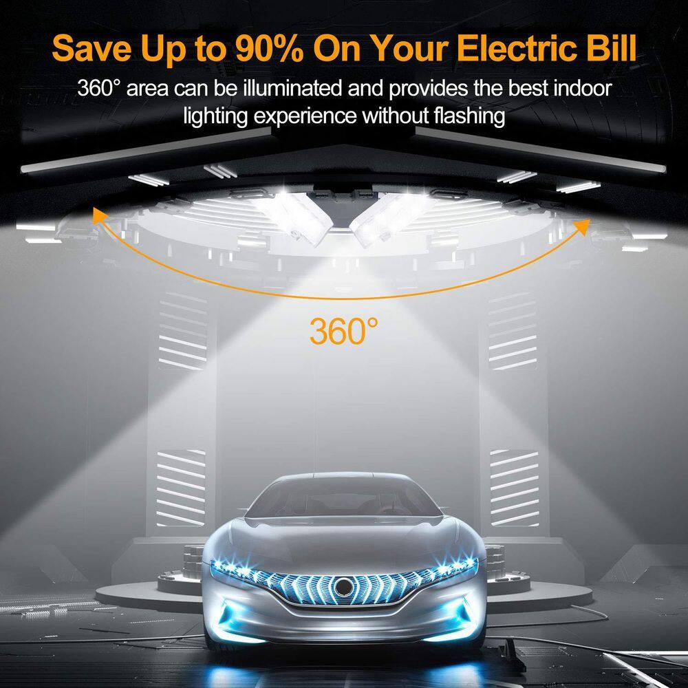 10.6 in. 6000K LED Garage Lights, 140-Watt 18500 Lumens Garage Ceiling Lighting White - Hercitys