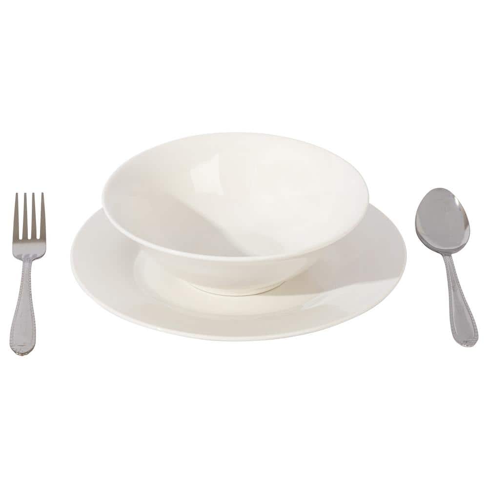 16-Pcs Fine Ceramic Dinnerware Set Service of 4 in White - Hercitys