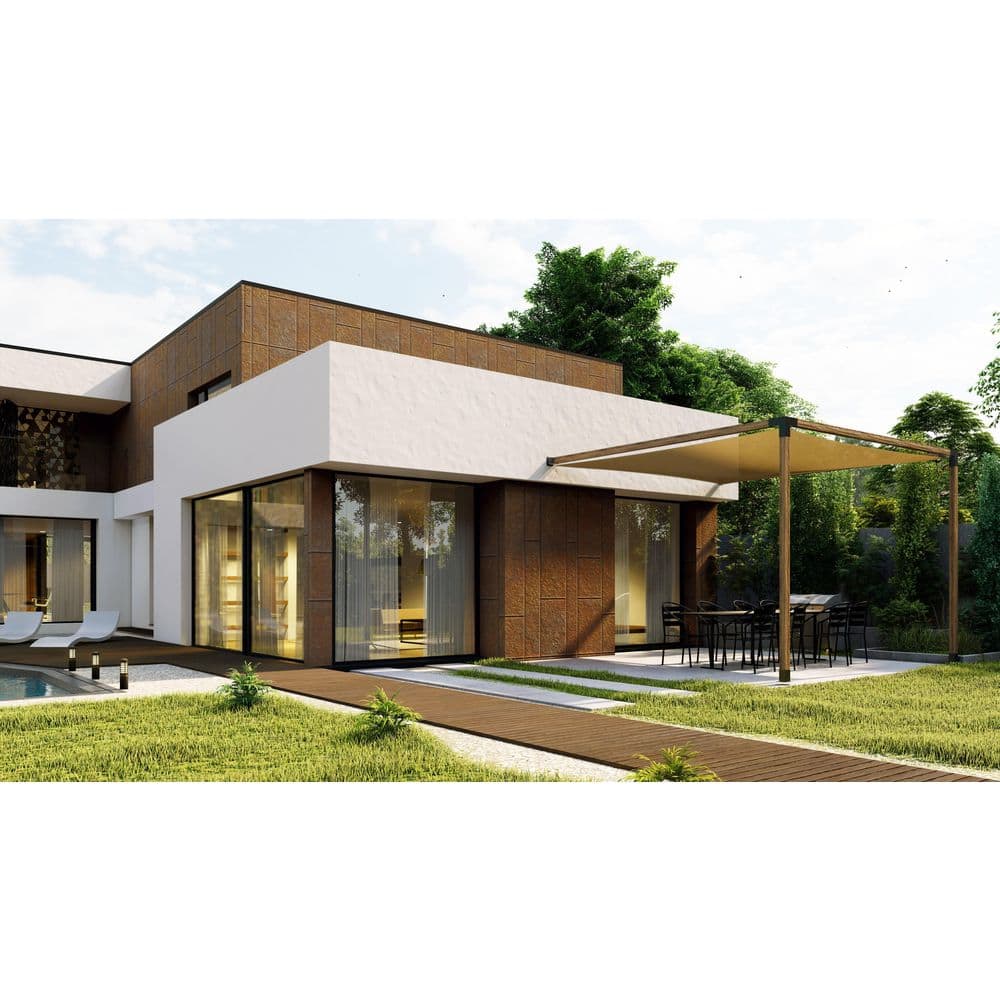 12 ft. x 12 ft. Black Steel Wall-Mounted Pergola Bracket Kit Flat Pergola - Hercitys