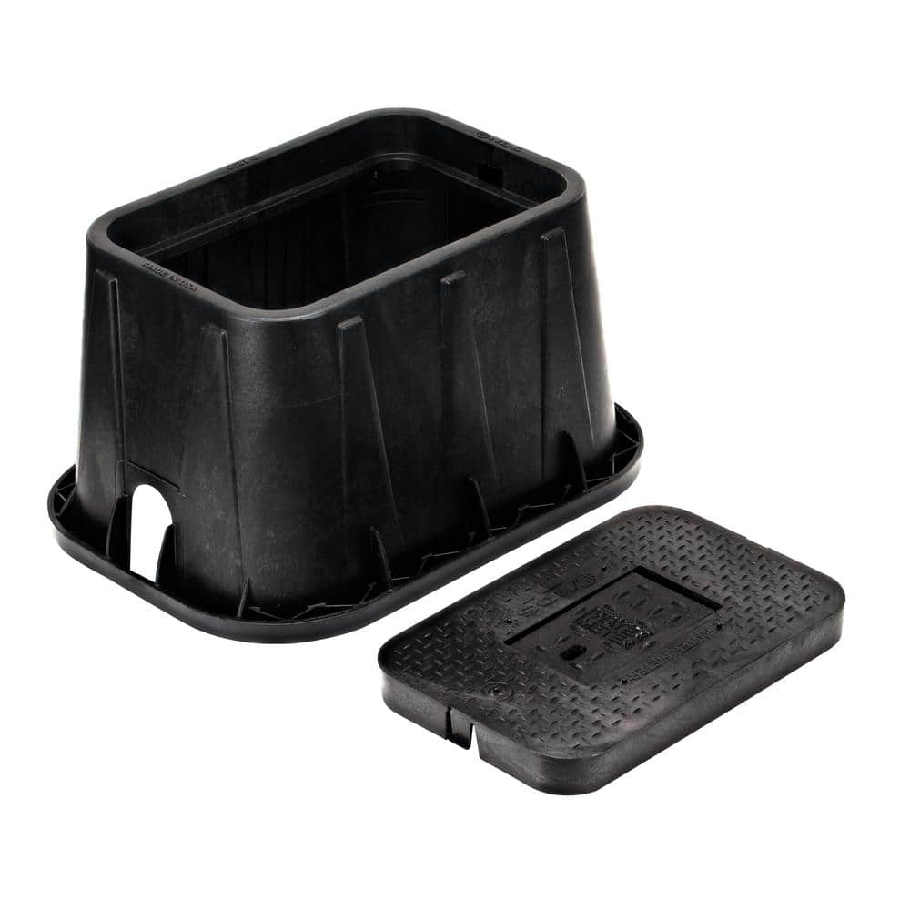 14 in. X 19 in. Rect. Std. Series Meter Box & Drop-in Cover, Black Box/Cover with Cast Iron Reader Door, Water Meter - Hercitys