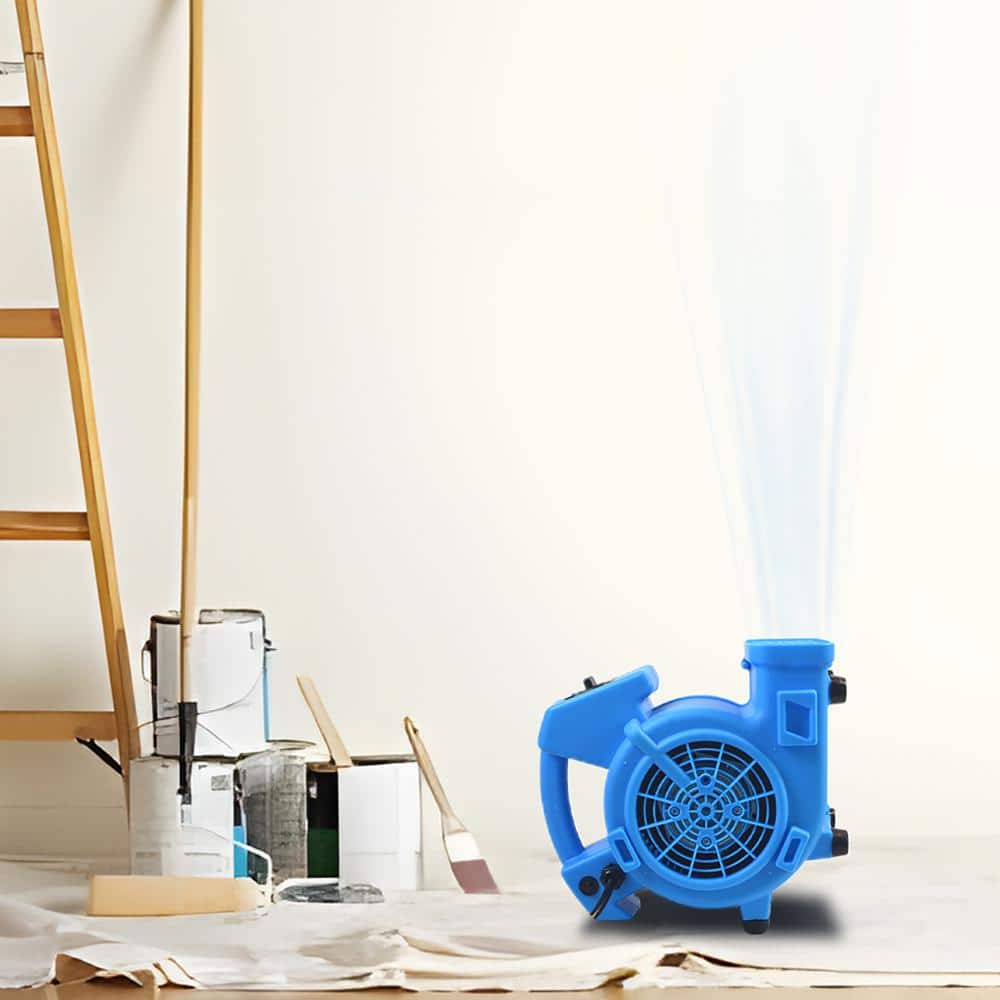 11 in. 1/8 HP 3-Speed Blower Fan in Blue with Daisy Chain Capability, Stackable - Hercitys