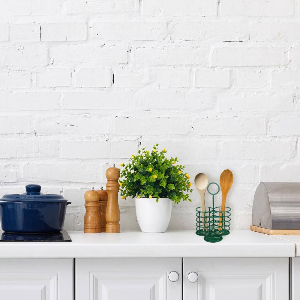 10 in. Green 3-Slot Metal Utensil Holder - Hercitys