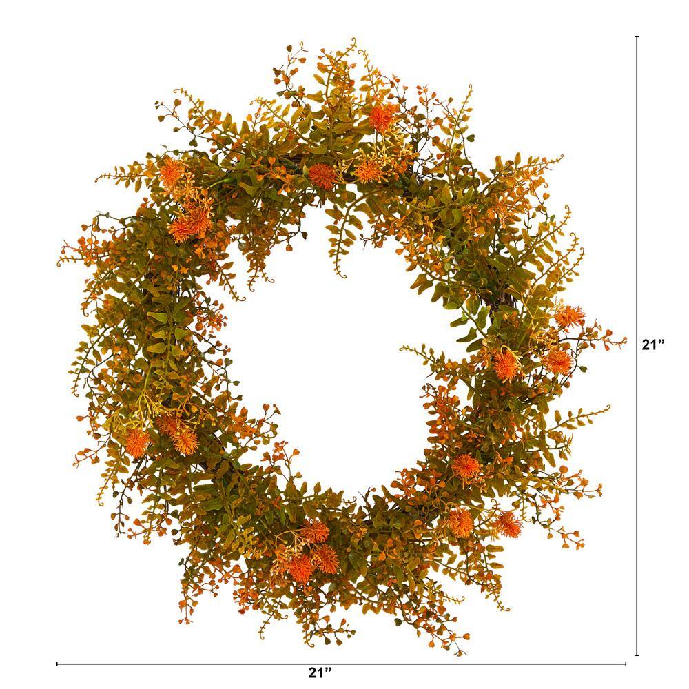 21 in. Autumn Fern Artificial Wreath - Hercitys