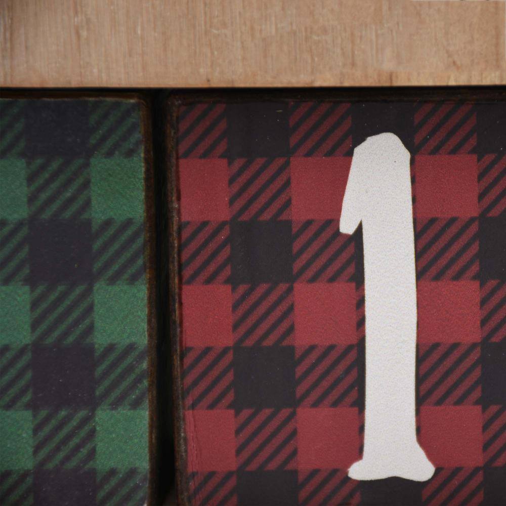 10 in. Brown Wood and Metal House Shaped Christmas Countdown Calendar with Changeable Numbers - Hercitys