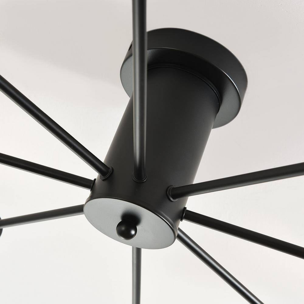 34.2 in. 8-Light Black Sputnik Flush Mount for Living Room Chandelier Ceiling Light - Hercitys