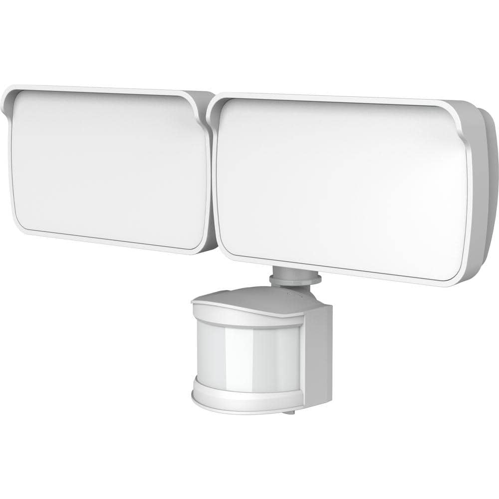 2-Head 12.5-Watt Motion Activated 1500 Lumen White Solar Outdoor Area Light - Hercitys