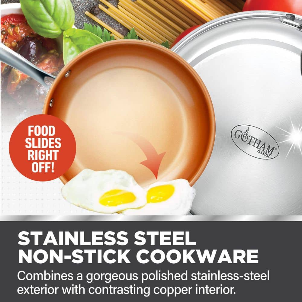 10-Piece Stainless Steel Ti-Cerama Non-Stick Premium Cookware Set with Lids - Hercitys