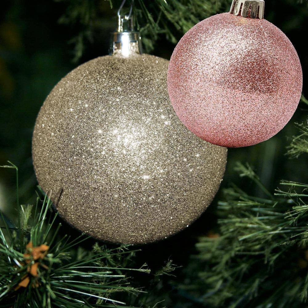 100 Rose Gold and White Gold Christmas Ornament Balls Shatterproof Plus 100 Metal Ornament Hooks - Hercitys
