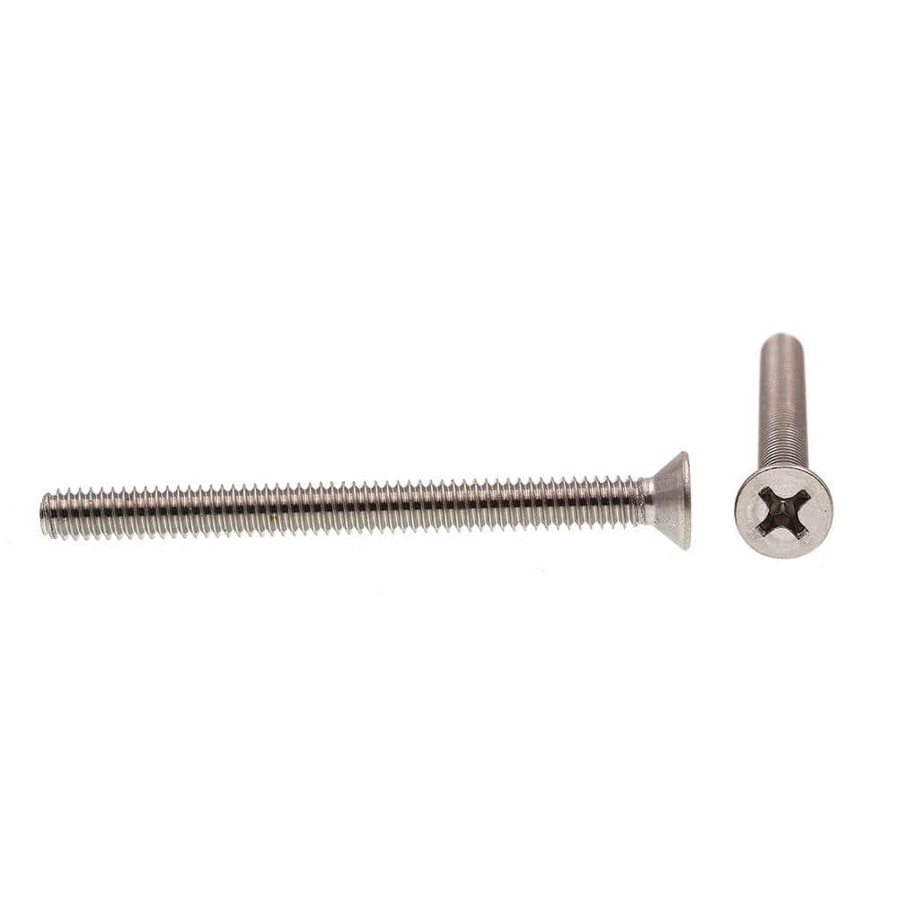 1/4 in.-20 x 3 in. Grade 18-8 Stainless Steel Phillips Drive Flat Head Machine Screws (25-Pack) - Hercitys