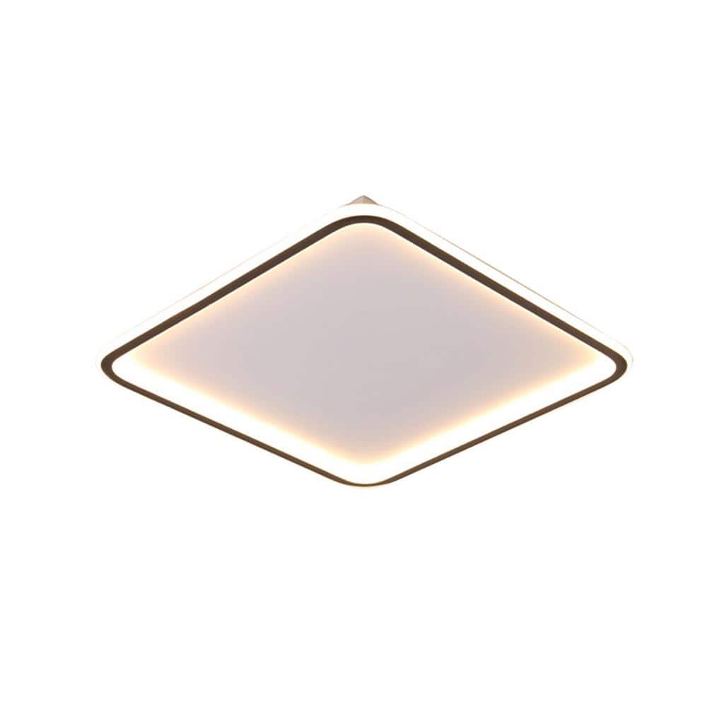 20 in. 1-Light White Modern Square Dimmable Selectable LED Flush Mount Ceiling Light with Remote - Hercitys