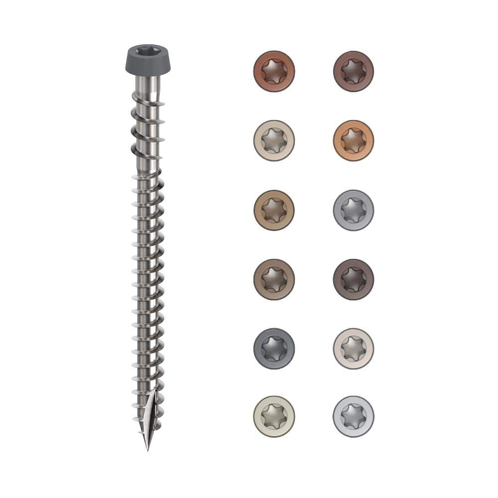#10 2-1/2 in. 316 Stainless Steel Star Drive Dark Gray Composite Deck Screws (350-Count) - Hercitys
