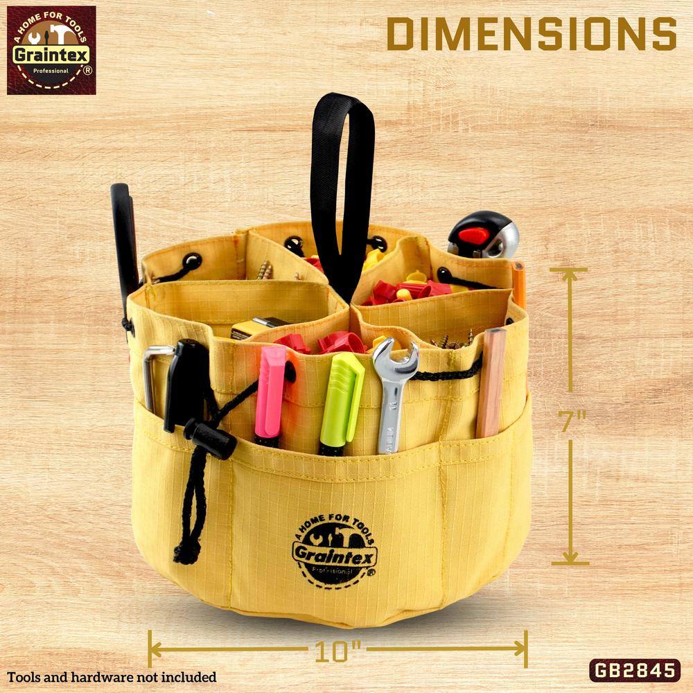 10 in. 18-Pockets Grab Tool Bags with Drawstring Closure Set of 3 - Hercitys