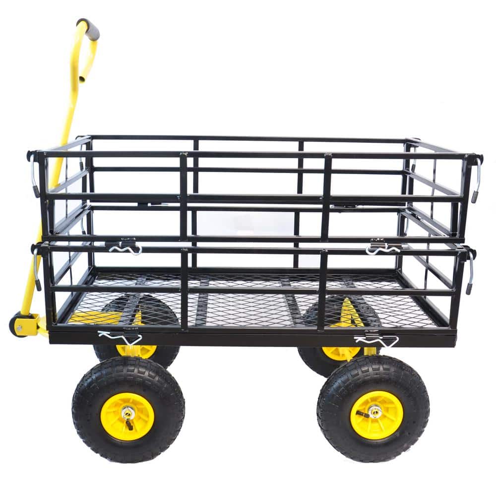 14 cu. ft. Steel Folding Shopping Beach Garden Cart in Black and Yellow - Hercitys
