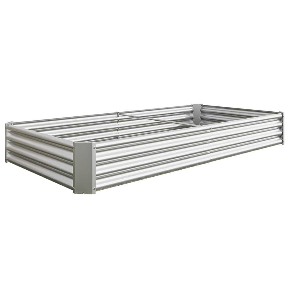 11.8 in. Tall 7.6 ft. x 3.7 ft. Silver Metal Raised Garden Bed Kit for Vegetables Flowers Ground Planter Box Planter Bed - Hercitys