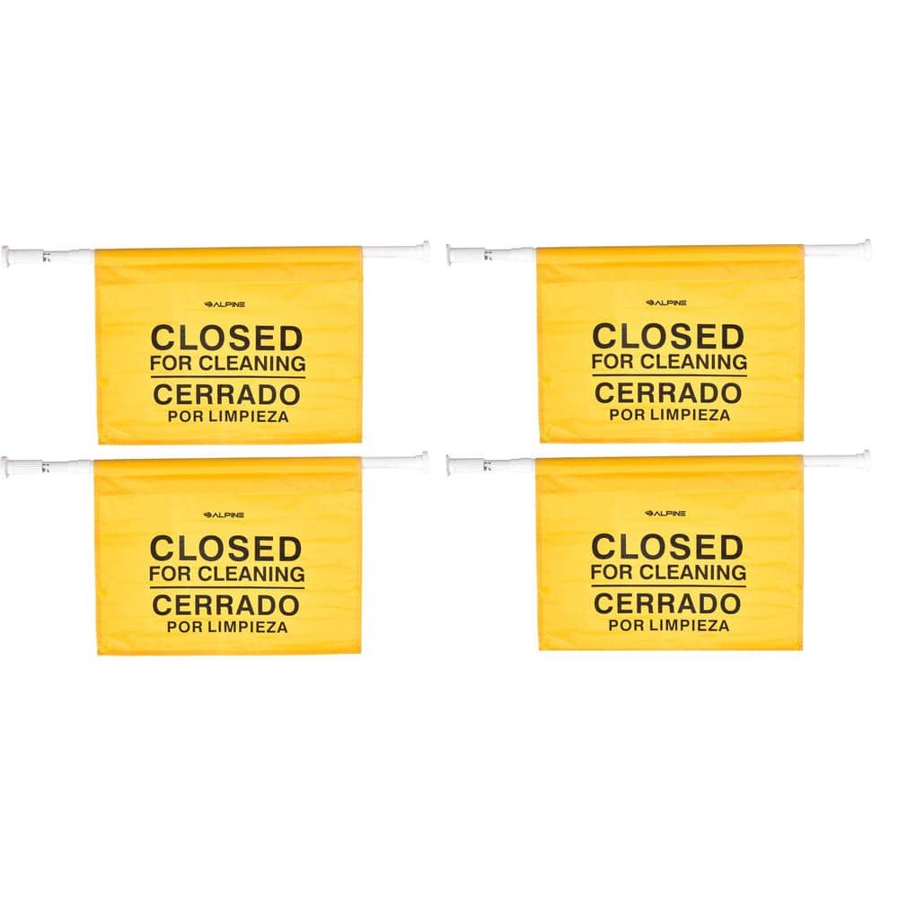 18 in. Safety Wet Floor Hanging Sign with Multi-Lingual Closed for Cleaning Imprint (4-Pack) - Hercitys