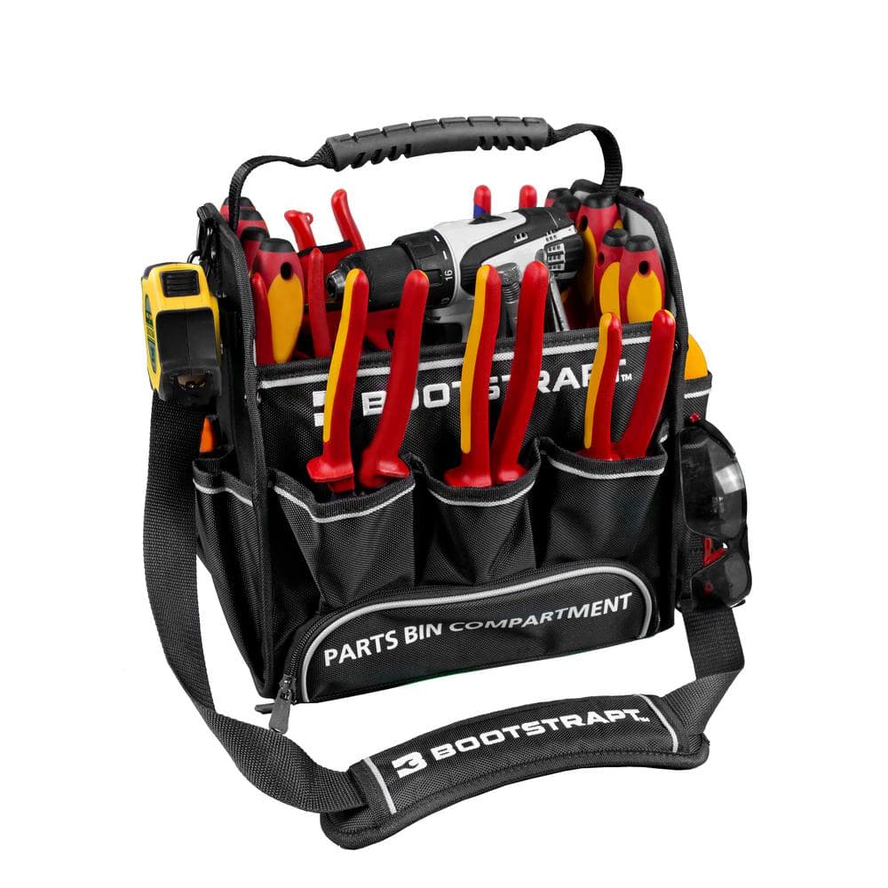 12 in. Electrician’s Tote Bag with Integrated Parts Bin Compartment - Hercitys