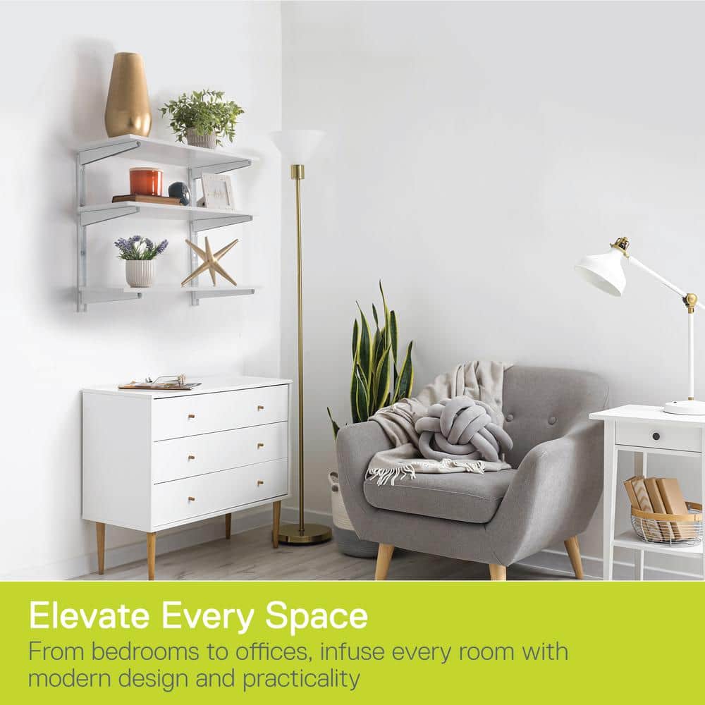 1.5 in. W x 12 in. D x 21 in. H White Heavy Duty Wall Rack, Holds 480 lbs., Adjustable 3-Tier Steel Garage Wall Shelf - Hercitys