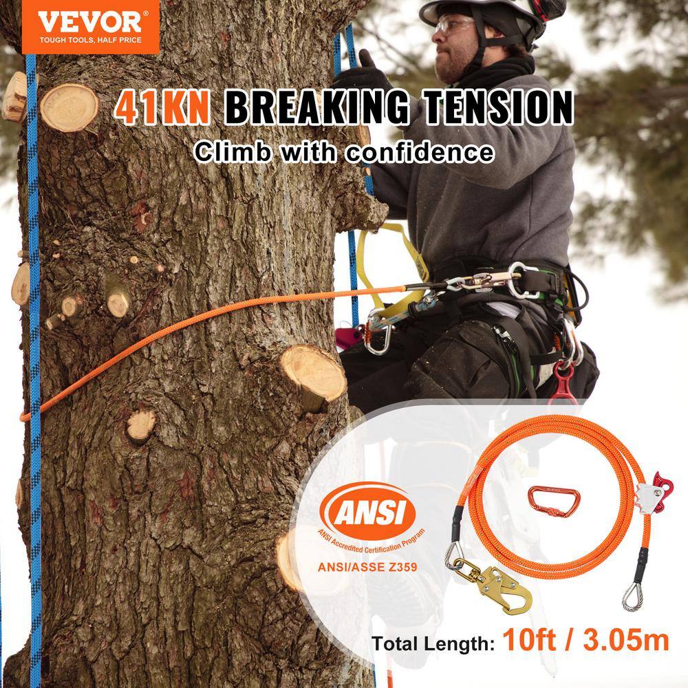 16 mm Steel Core Flipline, 10 ft., 3 m Arborist Flipline, Flip Line for Tree Climbing with Alloy Steel Snap Hook, 30KN - Hercitys