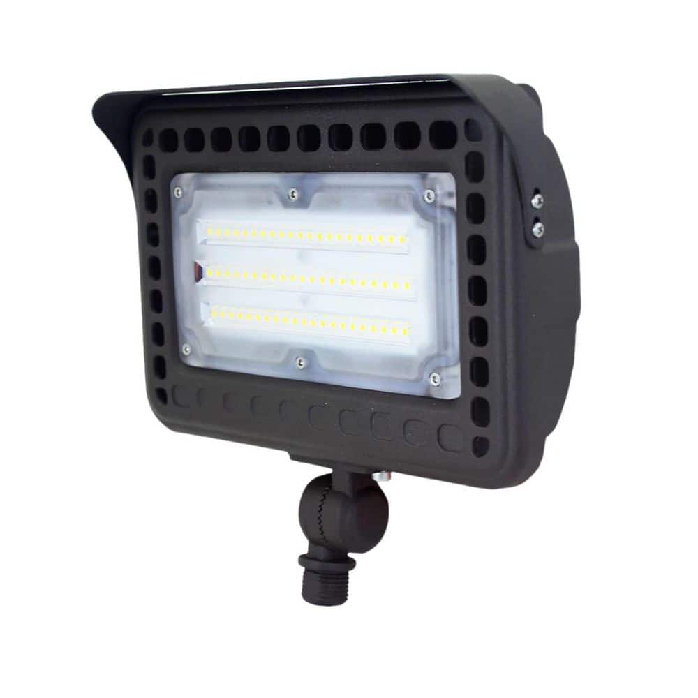 250-Watt Equivalence 120° Bronze Integrated LED Outdoor Flood Light 5000k White 9600 Lumens Dusk to Dawn - Hercitys