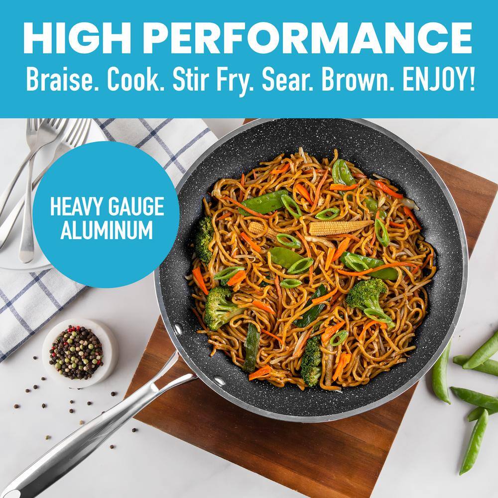 12 in. Aluminum Ultra-Nonstick Titanium and Diamond Infused Coating Frying Pan in Red - Hercitys