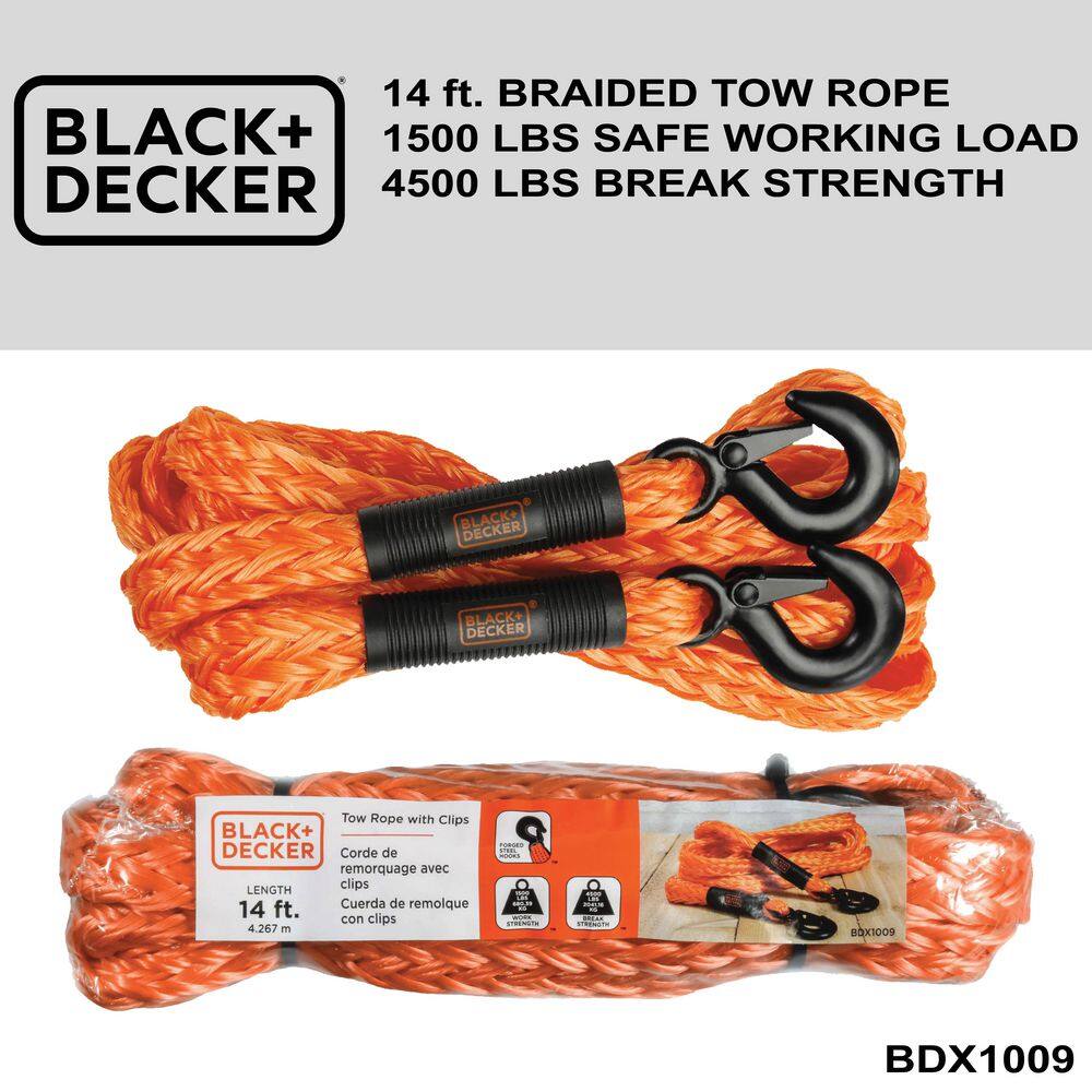 1.25 in. x 14 ft. Tow Rope with Clip Hooks and 4,500 lbs. Break Strength - Hercitys