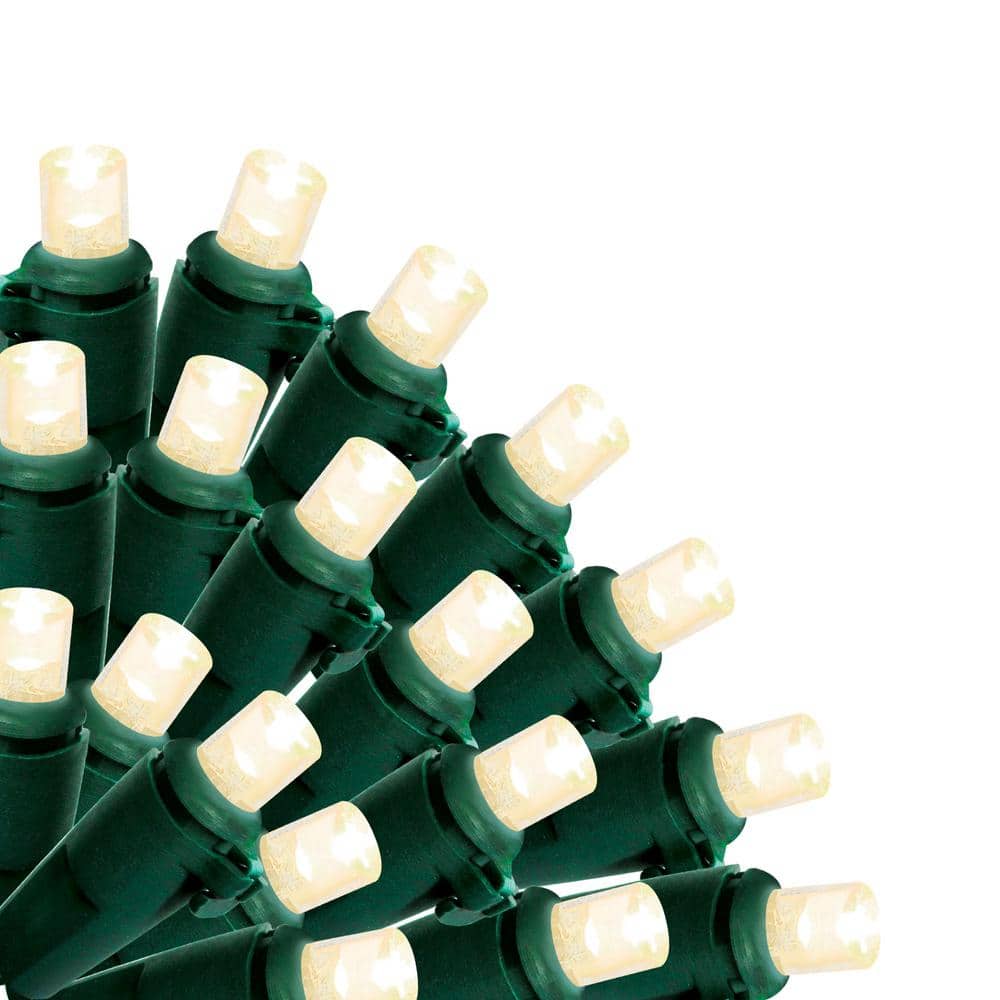50-Light Micro Mini Flex-Shape LED Light String, Warm White, Green Wire, Christmas - Hercitys