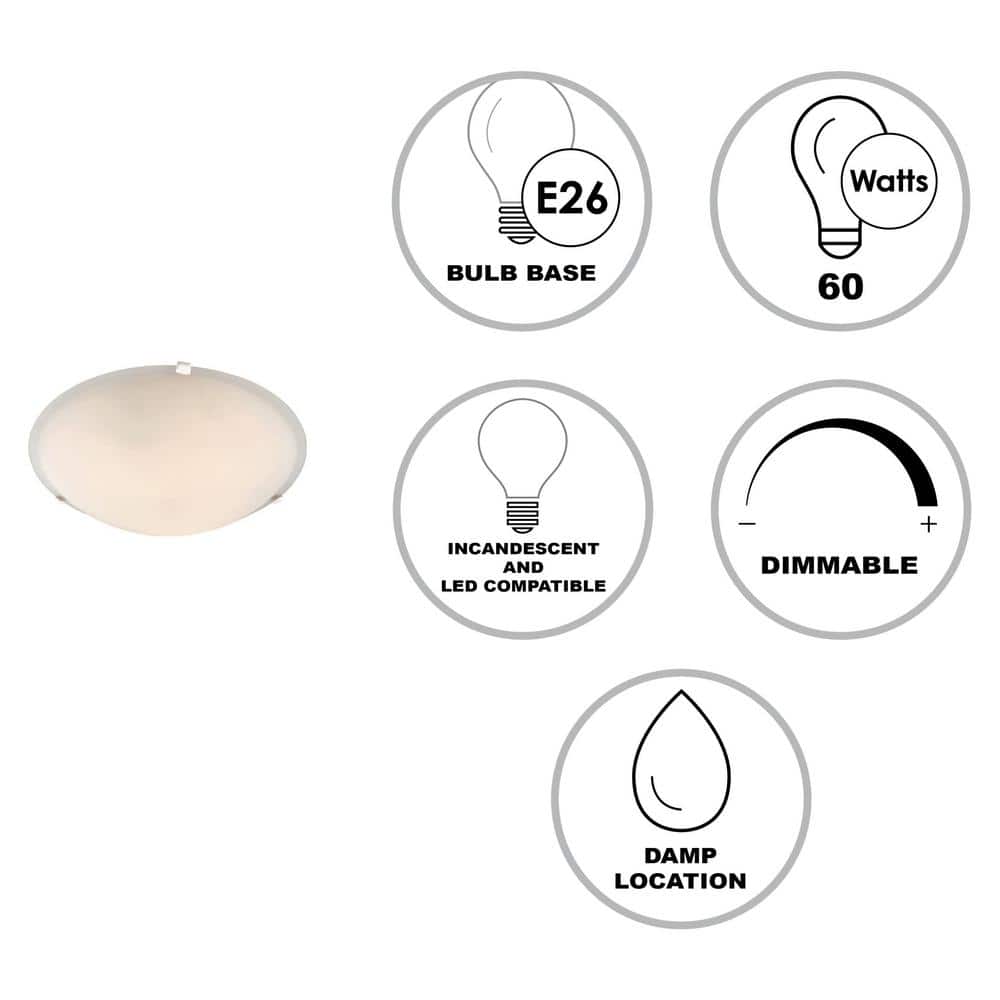 15 in. 3-Light White Flush Mount Ceiling Light Fixture with Marbleized Glass Shade - Hercitys