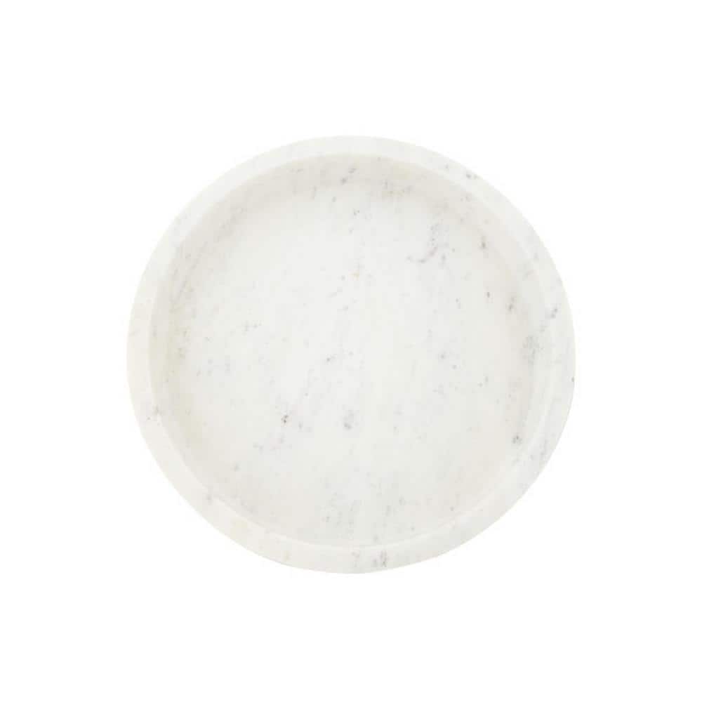 12 in. W x 2 in. H x 12 in. D White Round Marble Tray - Hercitys