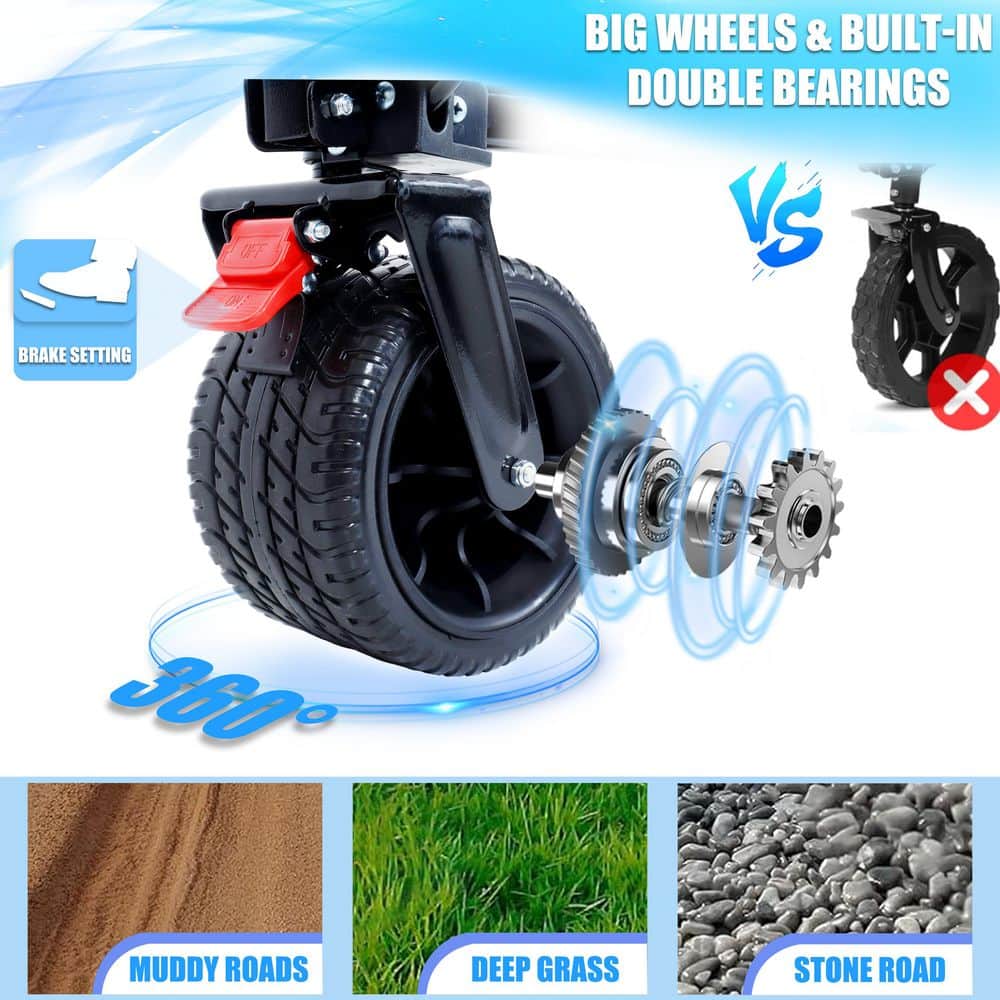 10 cu. ft. Steel Collapsible Folding Garden Cart Beach Wagon with Rain Covers, Waterproof Dustproof UV Resistant, Gray - Hercitys