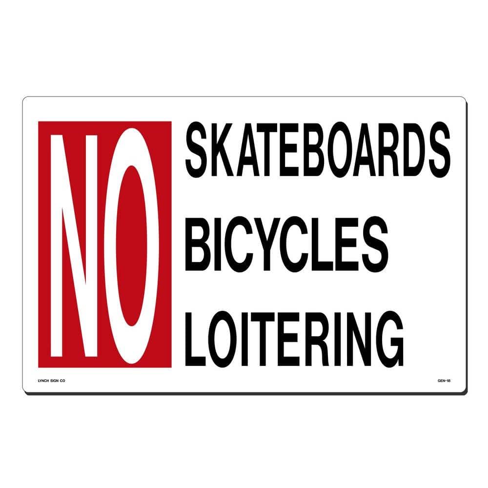 18 in. x 12 in. No Skateboards/Bicycling/Loitering Sign Printed on More Durable, Thicker, Longer Lasting Styrene Plastic - Hercitys