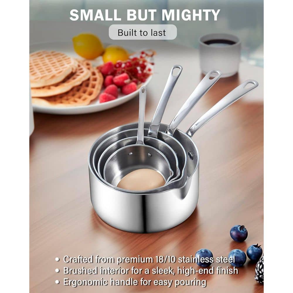 0.15 qt. Multi-Ply Clad Stainless Steel Butter Warmer Small Sauce Pan, Mini Butter Chocolate Milk Melting Pot - Hercitys
