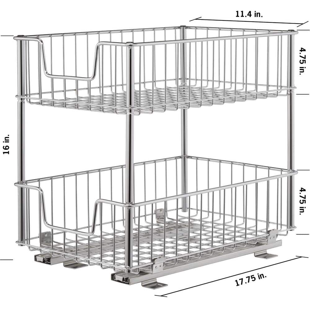 11.5 in. W x 17.75 in. D x 16.5 in. H Steel Wire in Cabinet Pull-Out 2-Tier Drawer - Hercitys