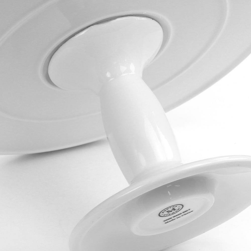 12 Inch 1-Tier White Fine Ceramic Cake Stand - Hercitys