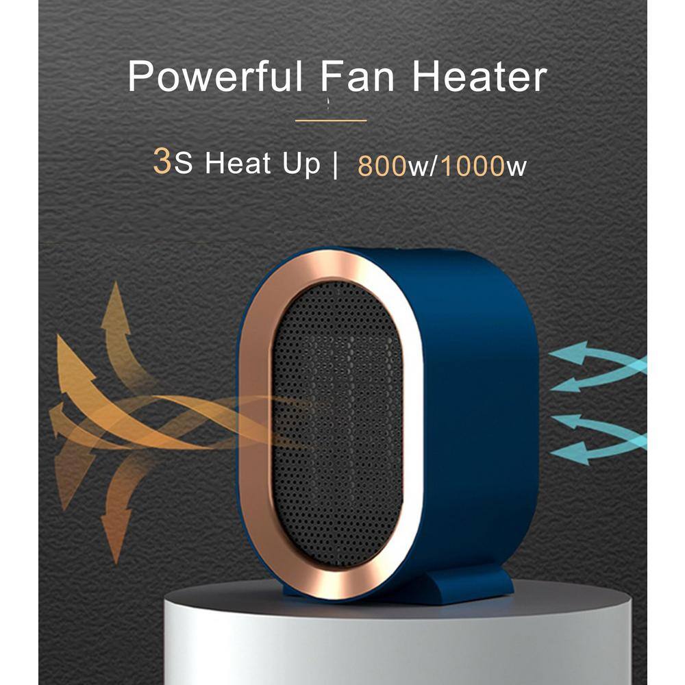 1000W Mini Portable Forced Air Electric Space Heaters in Blue - Hercitys