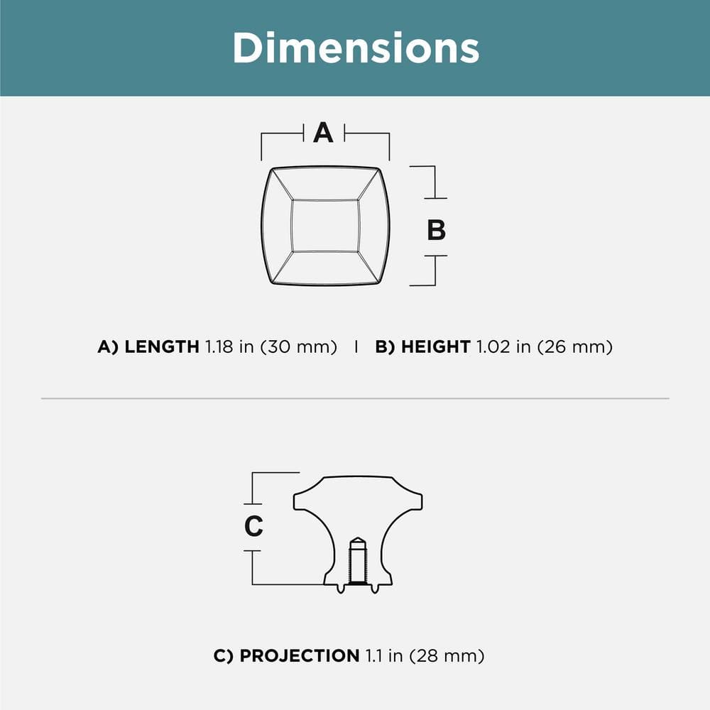 (10-Pack) Scalloped Footing 1-3/16 in. (30 mm) Classic Champagne Bronze Rectangular Cabinet Knobs - Hercitys