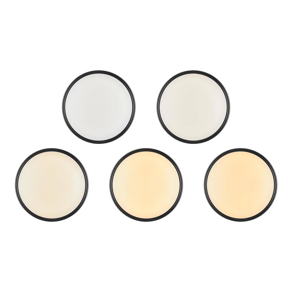 12 in. Light Matte Black and White Adjustable CCT Integrated LED Ceiling Flush Mount Fixture with Interchangeable Trim - Hercitys