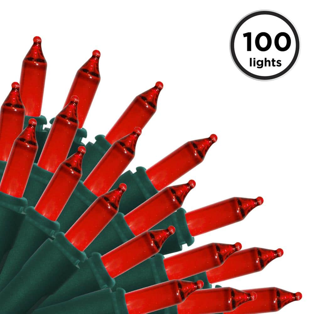 22.42 ft. 100-Count Incandescent Red Christmas String to String Mini Lights - Hercitys