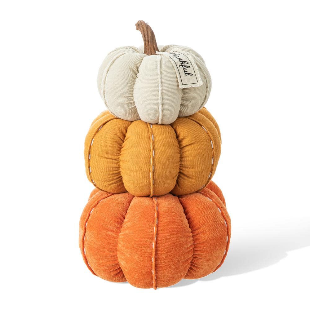 13 in. H Fall Stacked Fabric Pumpkin - Hercitys