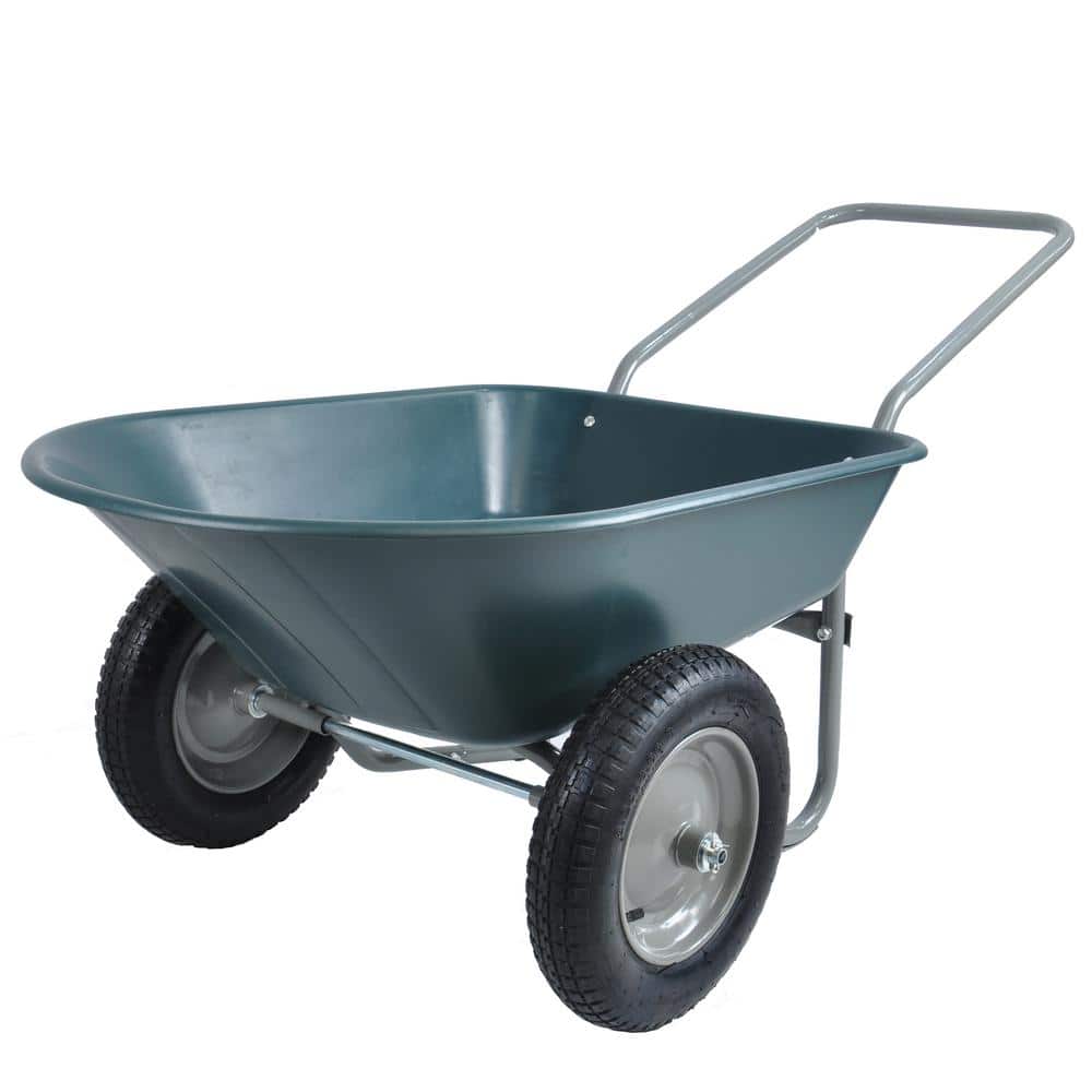 4 cu.ft. Metal Garden Cart with Steel Frame and Pneumatic Tire, Gray - Hercitys