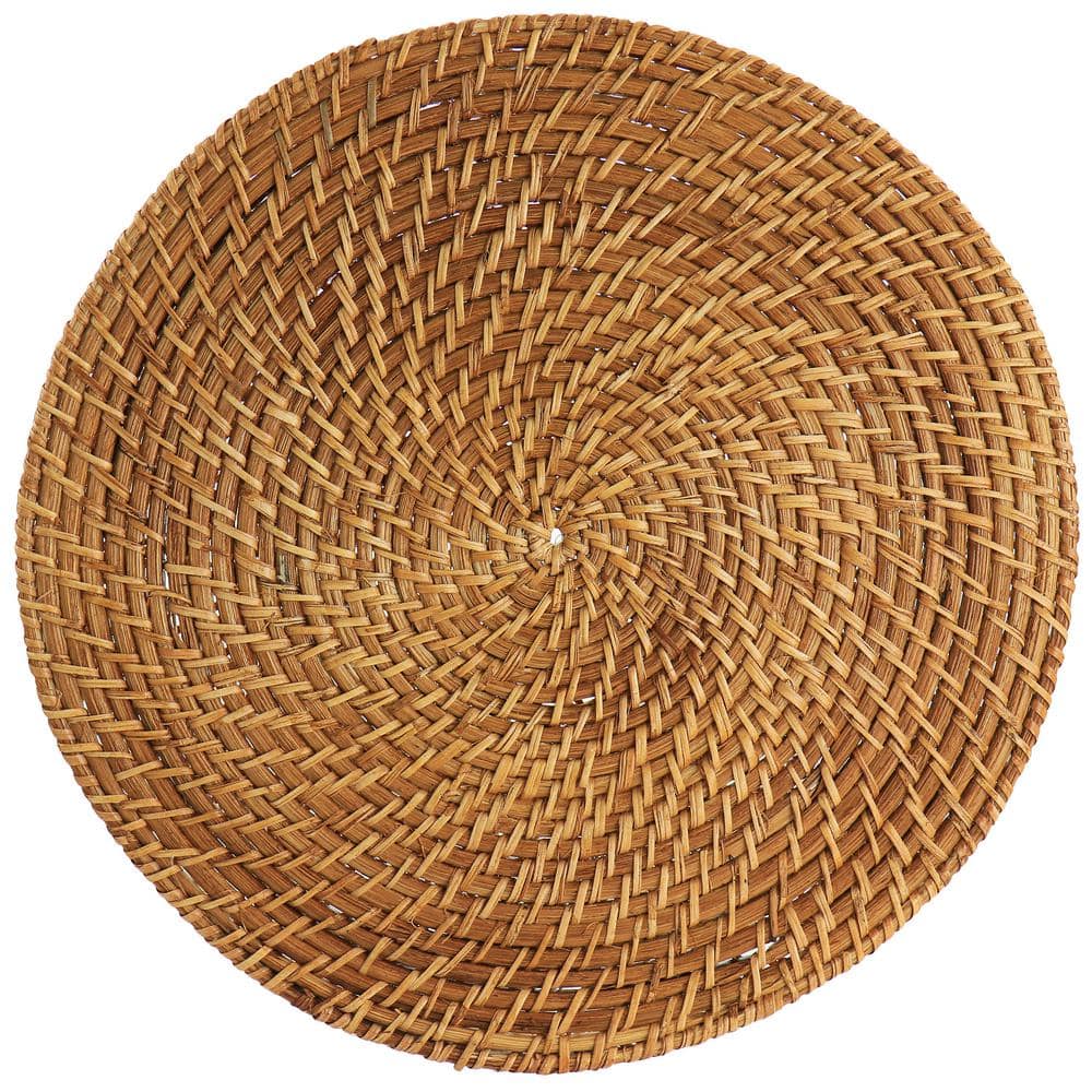 14 in. Rattan Woven Placemat in Brown - Hercitys